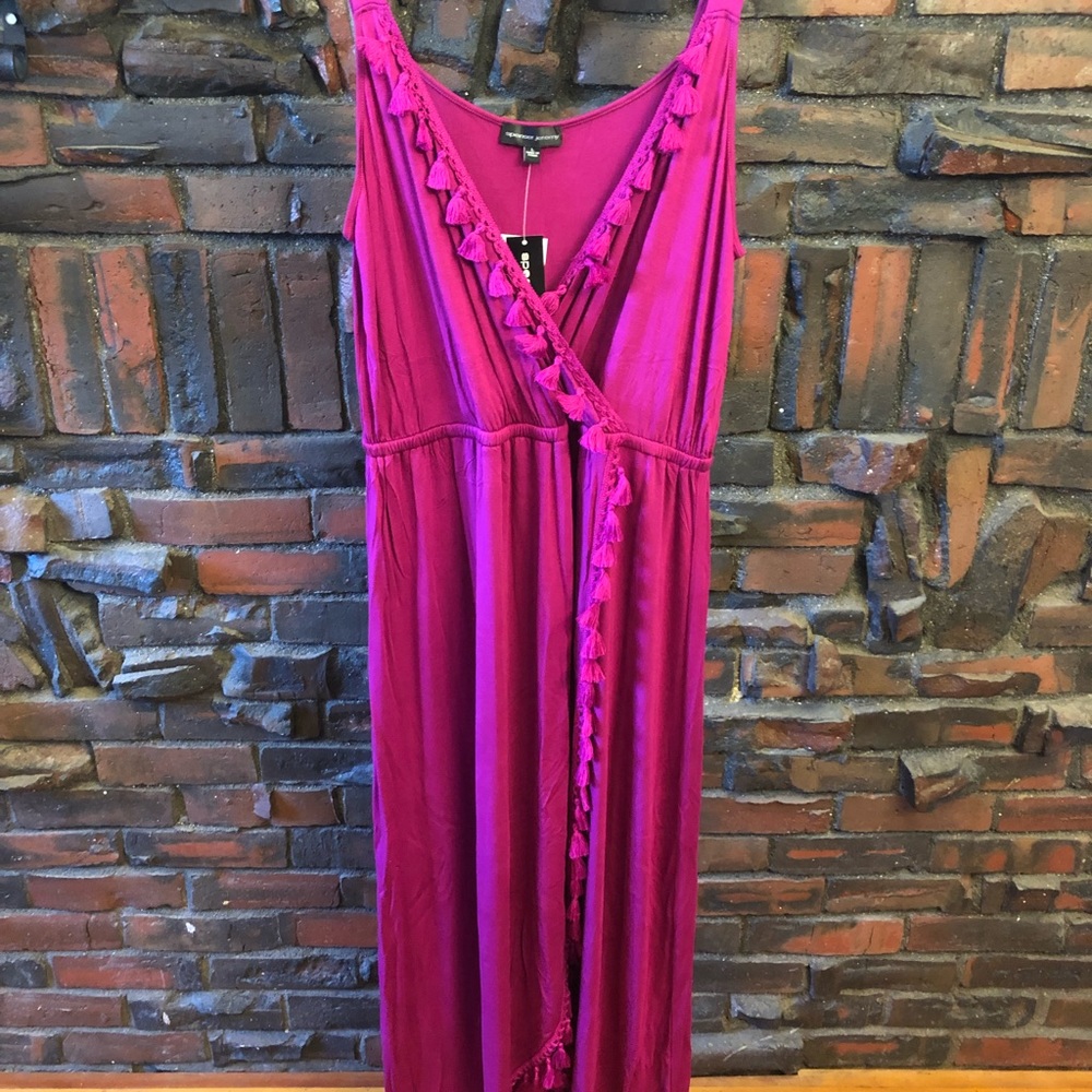 Women’s maxi tassel-trim dress. Pink. Size L, NWT